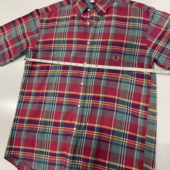VTG Tommy Hilfiger Men’s Shirt Check Plaid Colorblock S/S Button Up 90s Size S-M - Picture 5 of 6